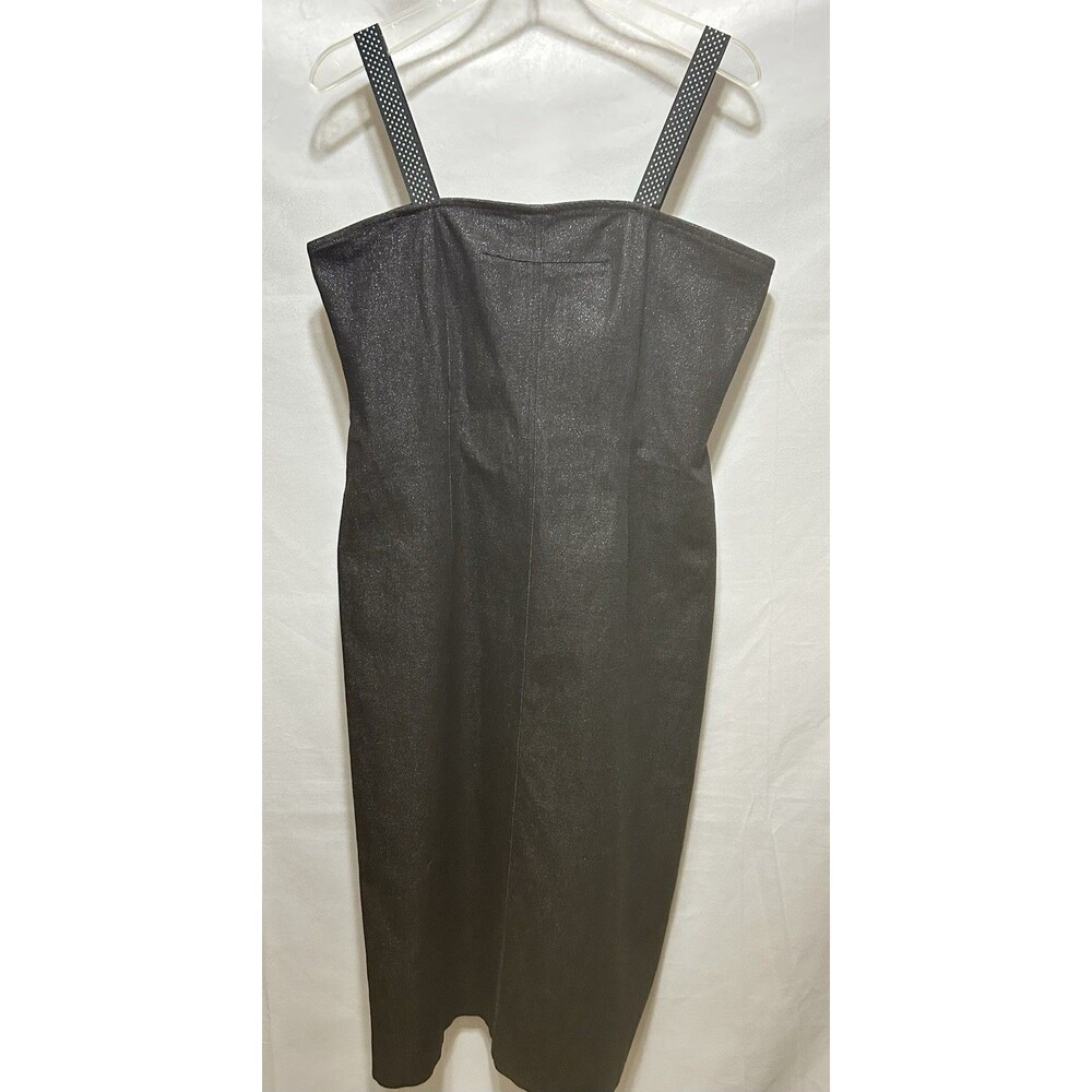 BCBG Maxazria Jean L Black Denim Spaghetti Polka Dot Strap Dress - No Size Tag